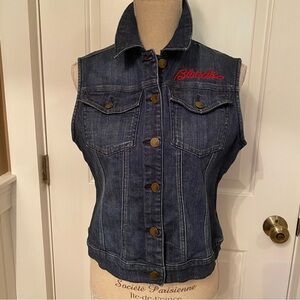 LYRIC COUTURE BLONDIE VEST BLUE DENIM BUTTONS POCKETS G BY GIULIANA SIZE S